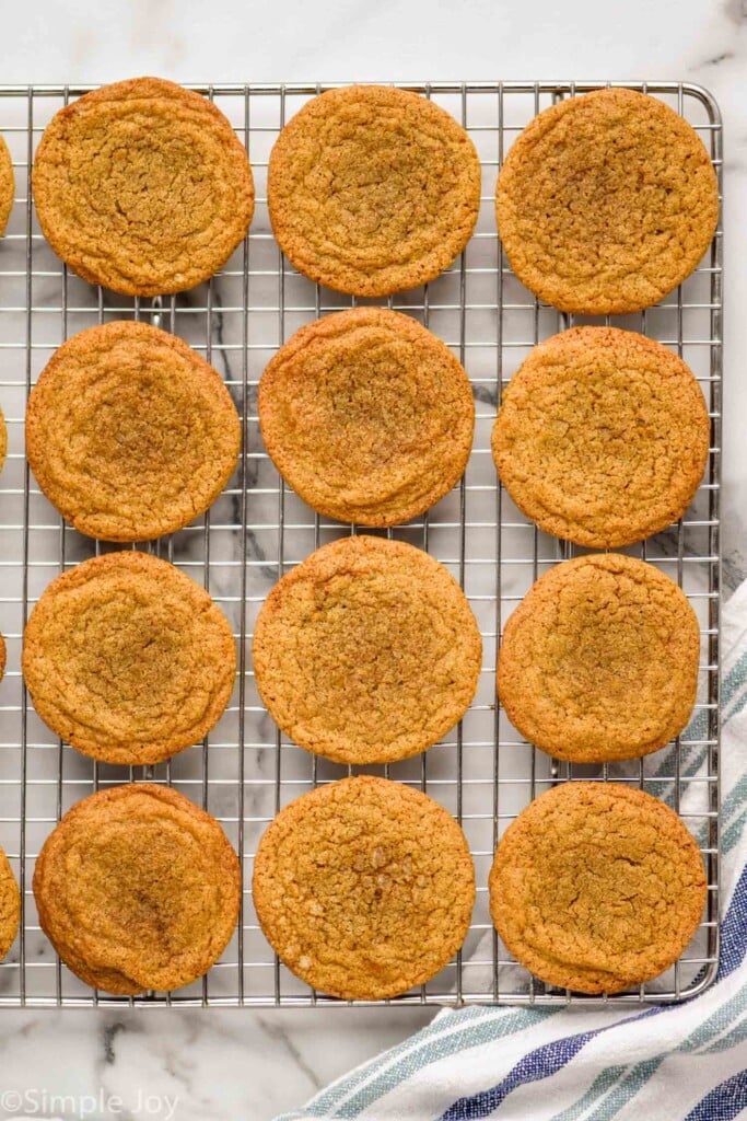 overhead of Brown Sugar Cookies on a wire cooling rack