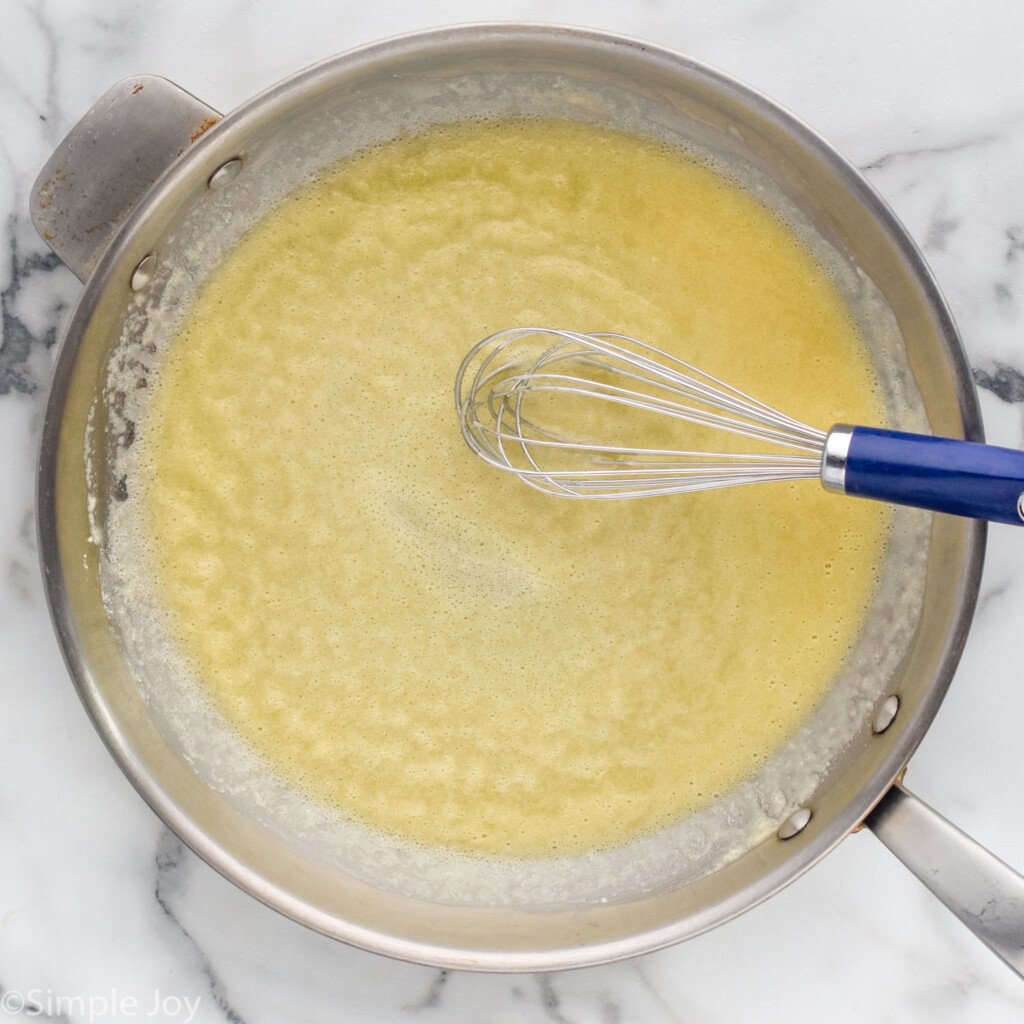 overhead of a pan with a roux