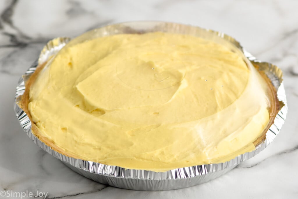 Eggnog Pie with plastic lid