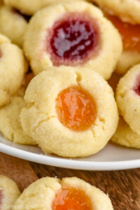 Close up photo of Thumbprint Cookies on a platter