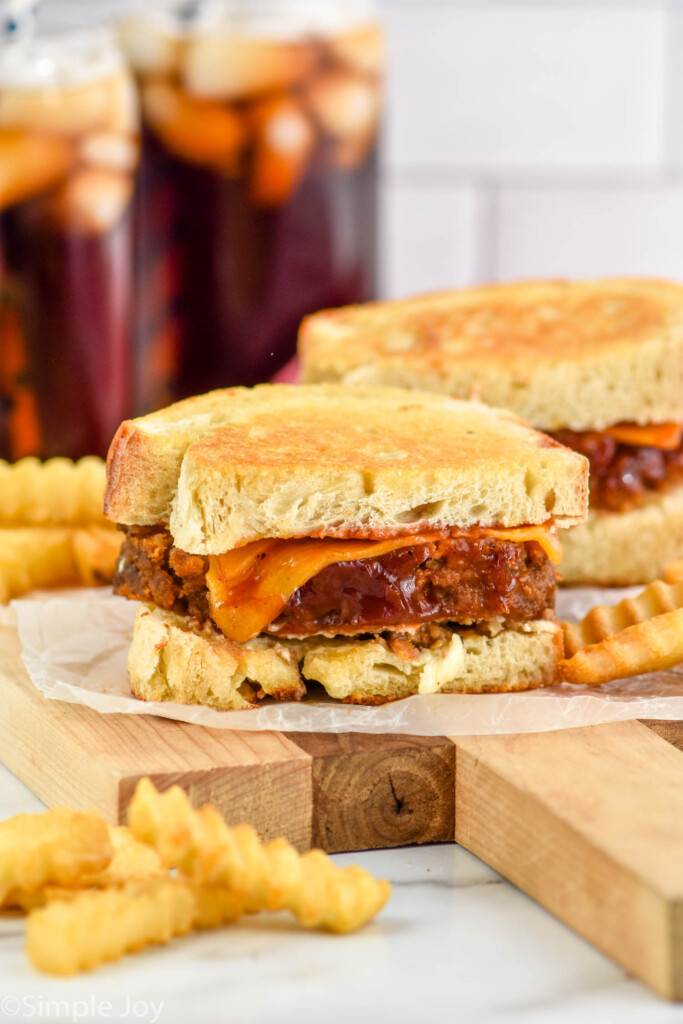 Meatloaf Sandwich surrounded by french fries