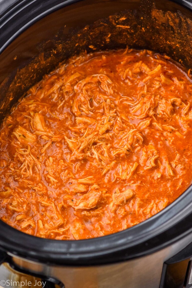 Crock pot of Slow Cooker Buffalo Chicken recipe