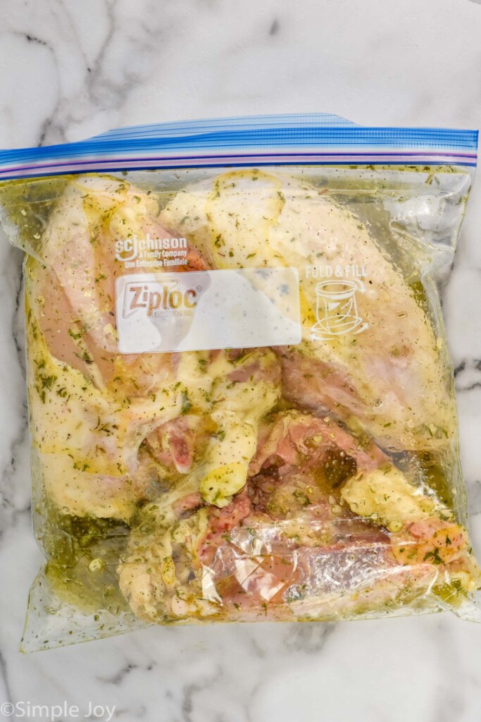 chicken breasts in a ziplock bag with marinade