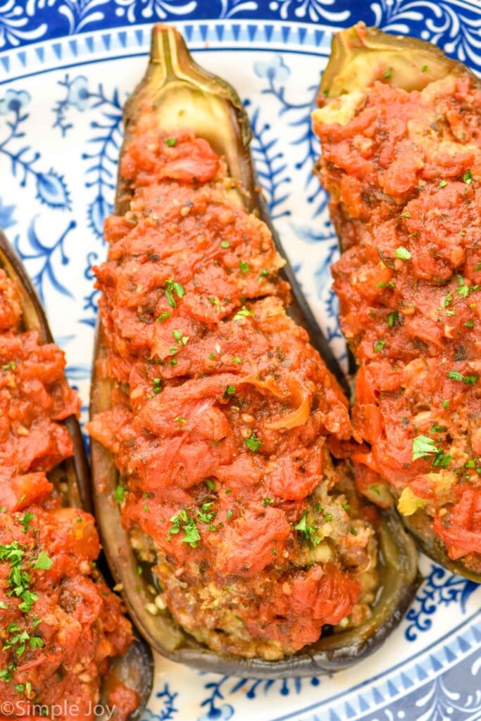 Close up of Stuffed Eggplant on a plate