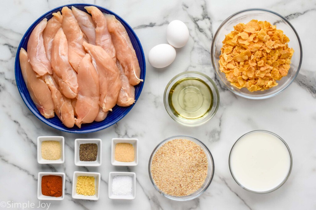 overhead of Baked Chicken Tenders ingredients