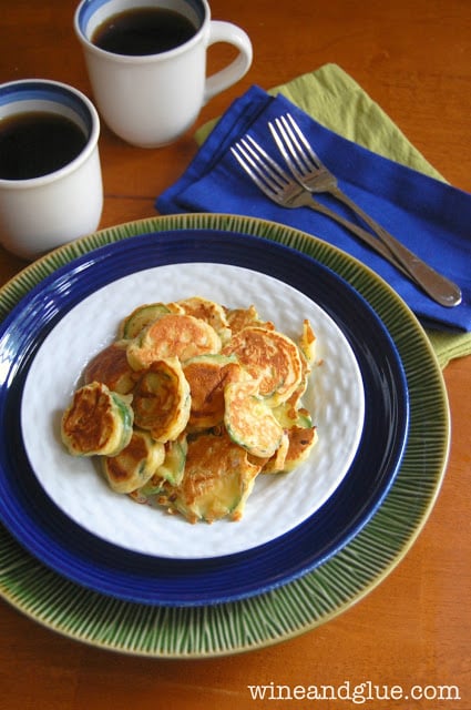 Zucchini Fritters, the perfect breakfast to share, so delicious they might not make it to the table via www.wineandglue.com